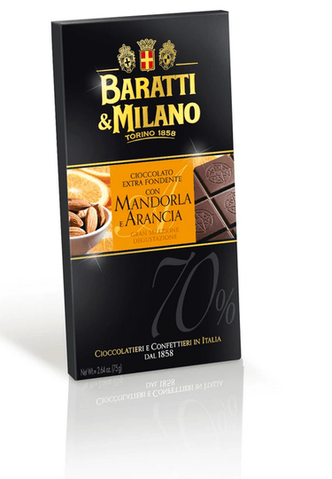 Tavoletta di cioccolato Extra fondente 70% Con Mandorla e Arancia - Rosato Vini
